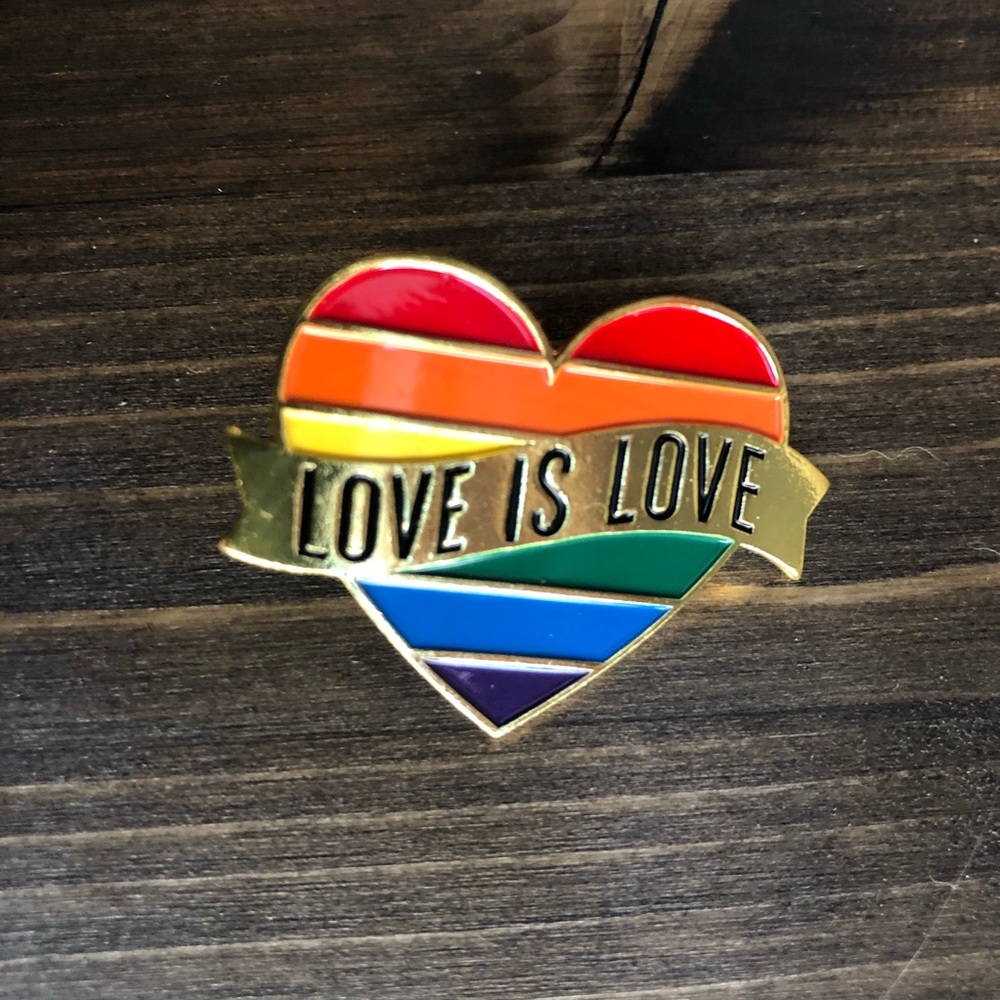 Love is Love Gold Rainbow Pin LGBTQIA+ Gay pride New Broach